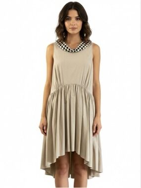 Ter Et Bantine Sleeveless Cotton Dress Size 44 Large Tan Colour NWT